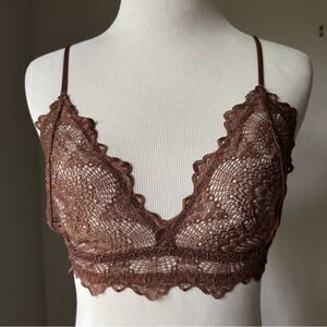 Understatement Lace Triangle Bralette (Medium Brown)